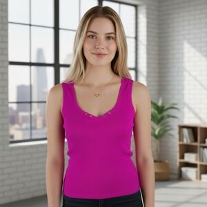 Lauren Ralph Lauren Solid Hot Pink‎ Knit Tank Sz S Barbicore